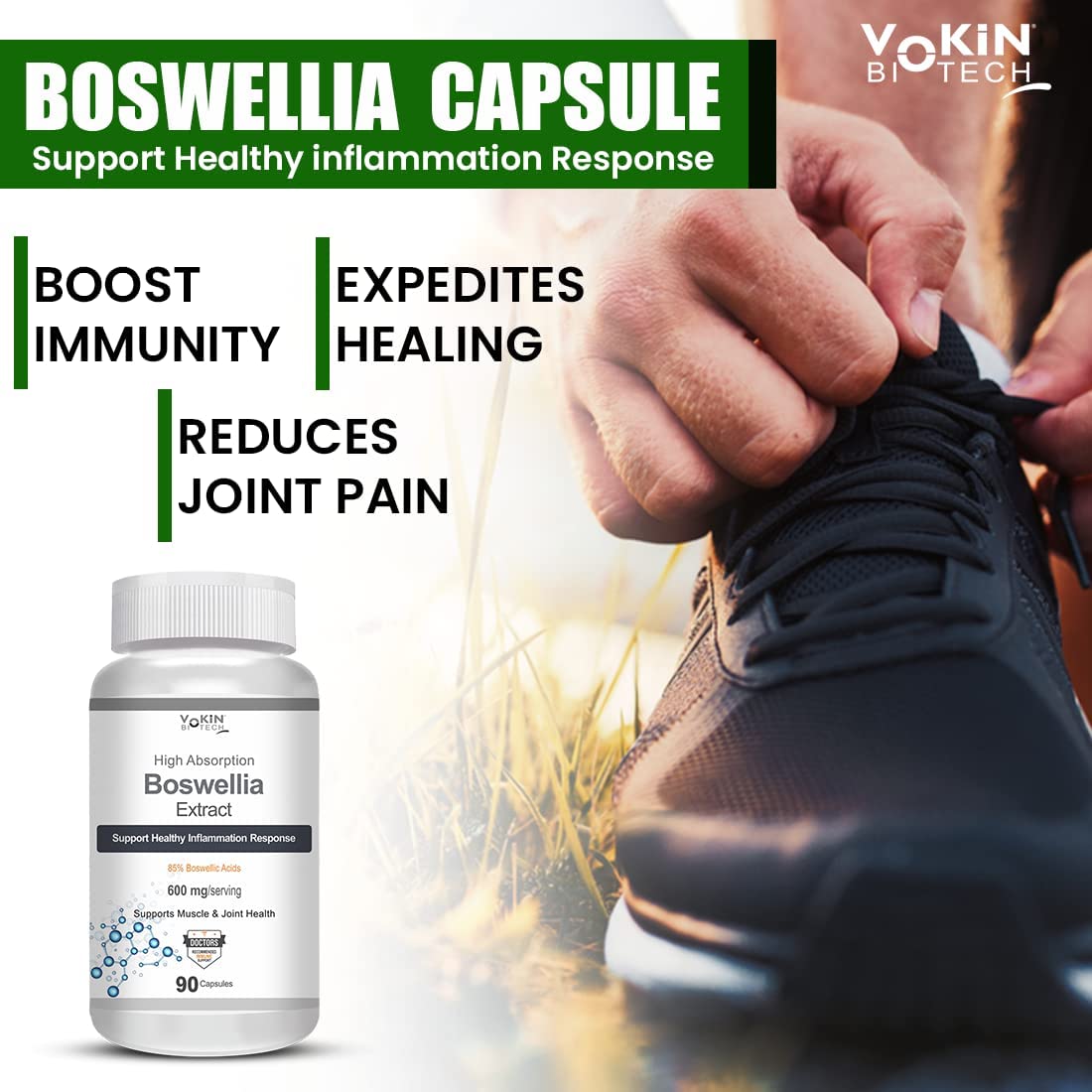 Vokin Biotech boswellia serrata raisin extract 600mg For Strong Bones & Relives Joint Pain | Better Flexibility For Men & Women  Grab2Buy Vokin Biotech Grab2Buy