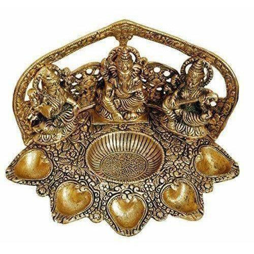 Laxmi Ganesh Saraswati Idol Oil Lamp Diya - Grab2buy