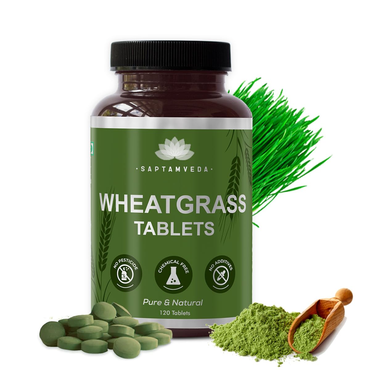 Saptamveda Organic Wheat Grass Tablets 
