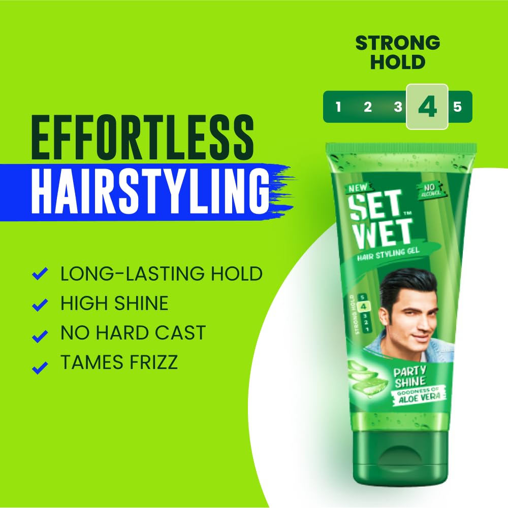 Set Wet Hair Gel for Men Vertical Hold Strong Hold High Shine 