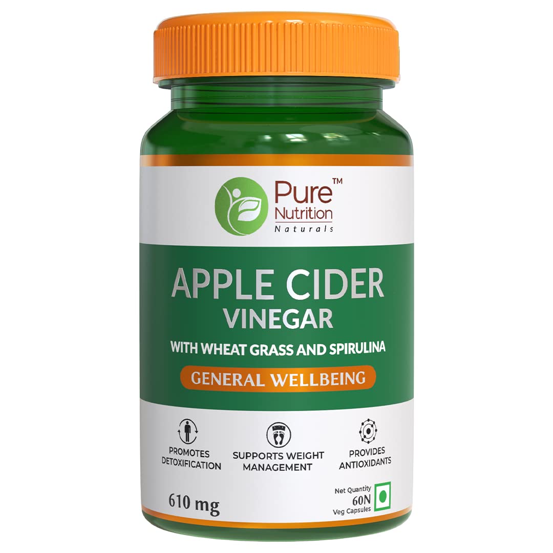 Pure Nutrition Apple Cider Vinegar with Wheat Grass & Spirulina Veg Capsules - Grab2buy