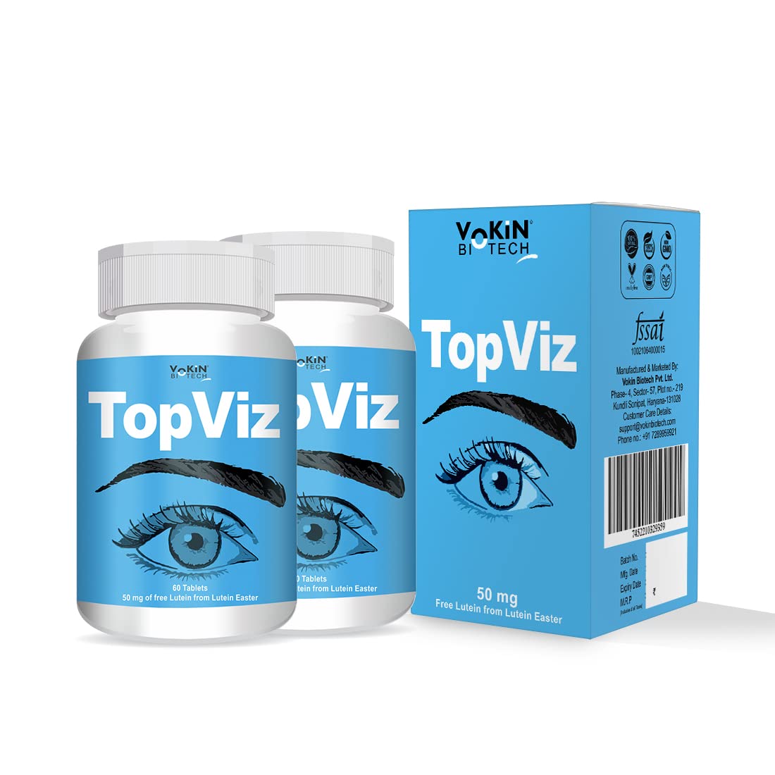 Vokin Biotech Topviz Eye Care Supplement To Improve Vision, Blue Light & Digital Guard (Lutein, Zeaxanthin)  Grab2Buy Vokin Biotech Grab2Buy