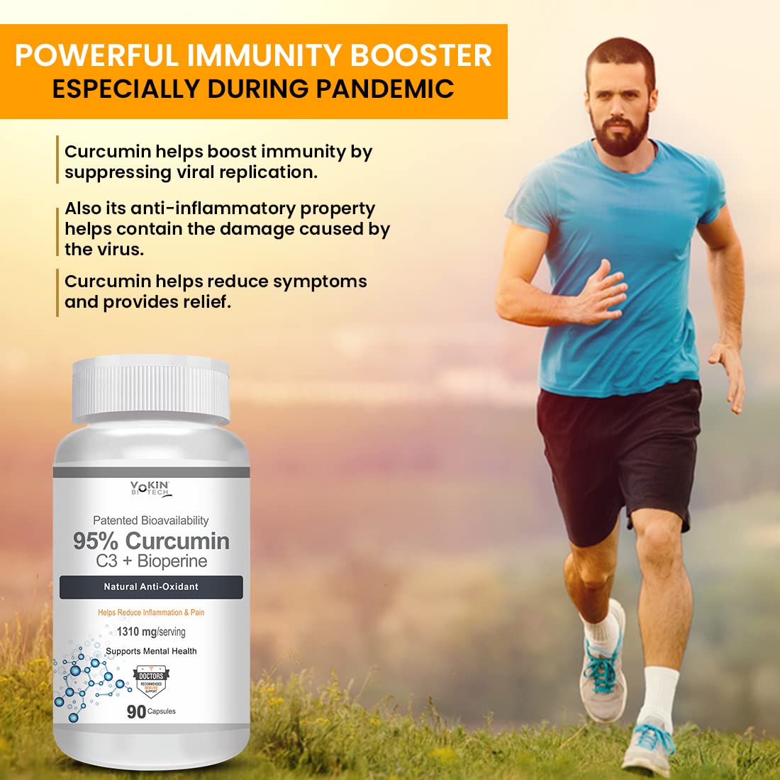 Vokin Biotech Curcumin C3+ Bioperine 1310mg Supports Mental Health  Grab2Buy Vokin Biotech Grab2Buy