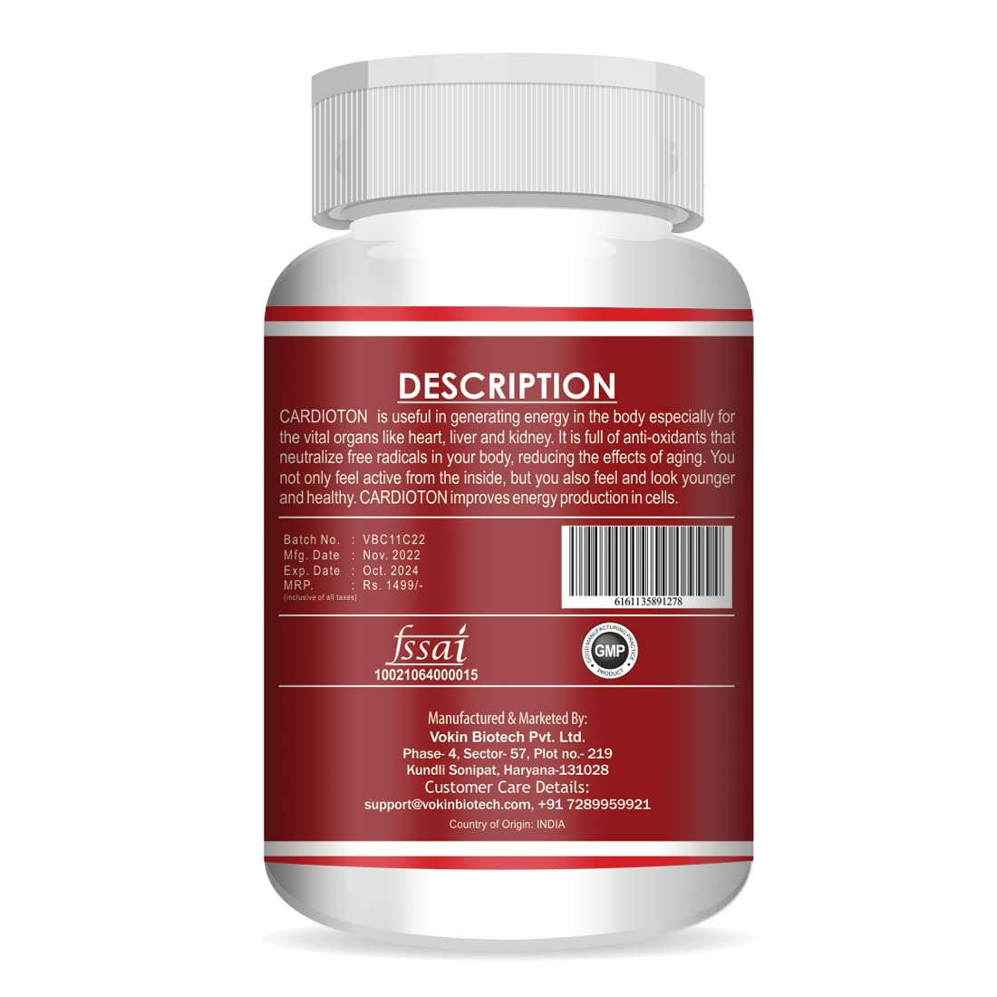 Vokin Biotech Cardioton 60 Capsules with Coenzyme Q10 & Arjuna Extract For Heart Health  Grab2Buy Vokin Biotech Grab2Buy
