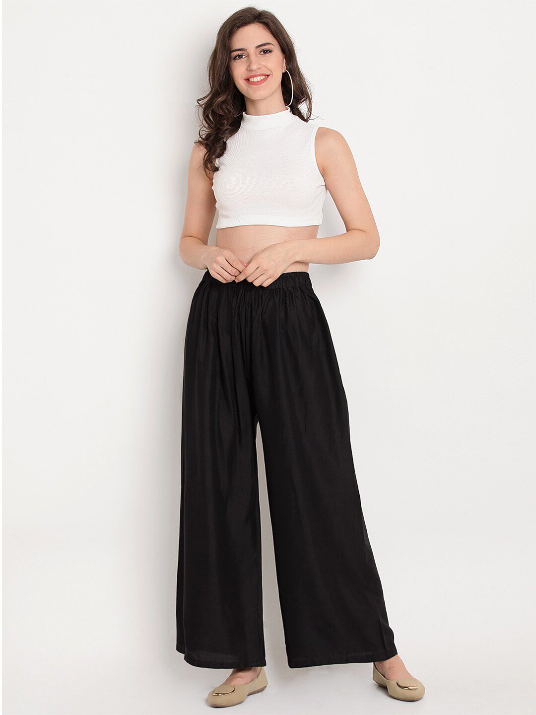 TAG 7 Women Black & Maroon Set of 2 Flared Ethnic Palazzos