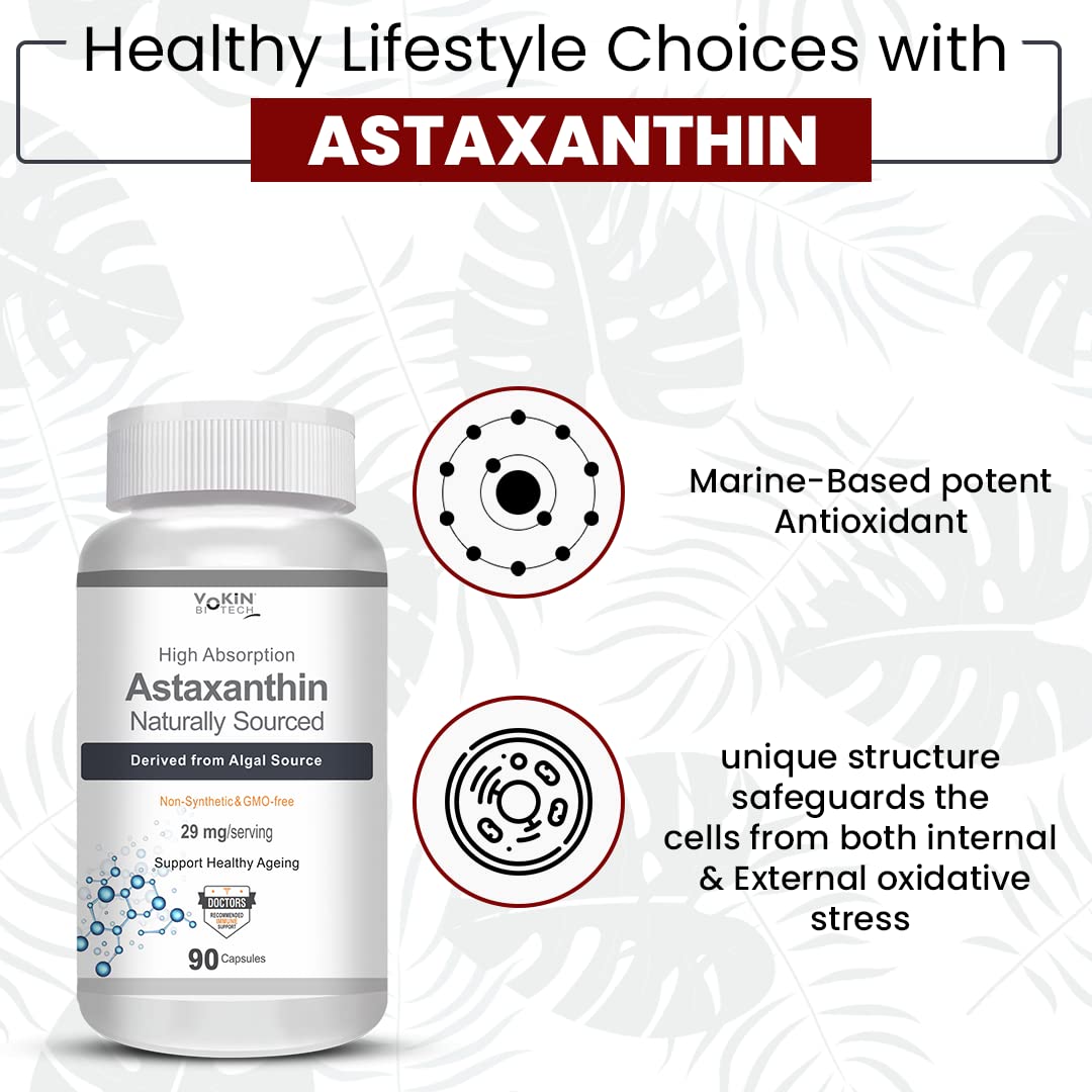 Vokin Biotech Astaxanthin 29mg - Naturally Sourced from Algae - Non-Synthetic - Best or Healthy Ageing  Grab2Buy Vokin Biotech Grab2Buy