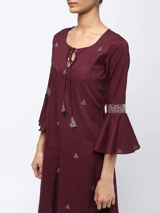 Cheera Straight Front Keyholl Eligant Kurta With Straight Printed Borderd Design Plazo Set