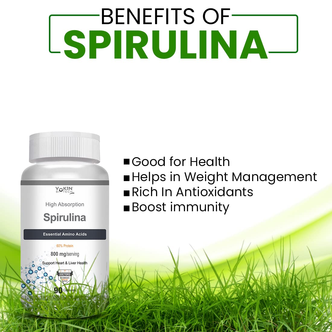 Vokin Biotech Spirulina- Support Heart Health and Liver Health -800mg  Grab2Buy Vokin Biotech Grab2Buy