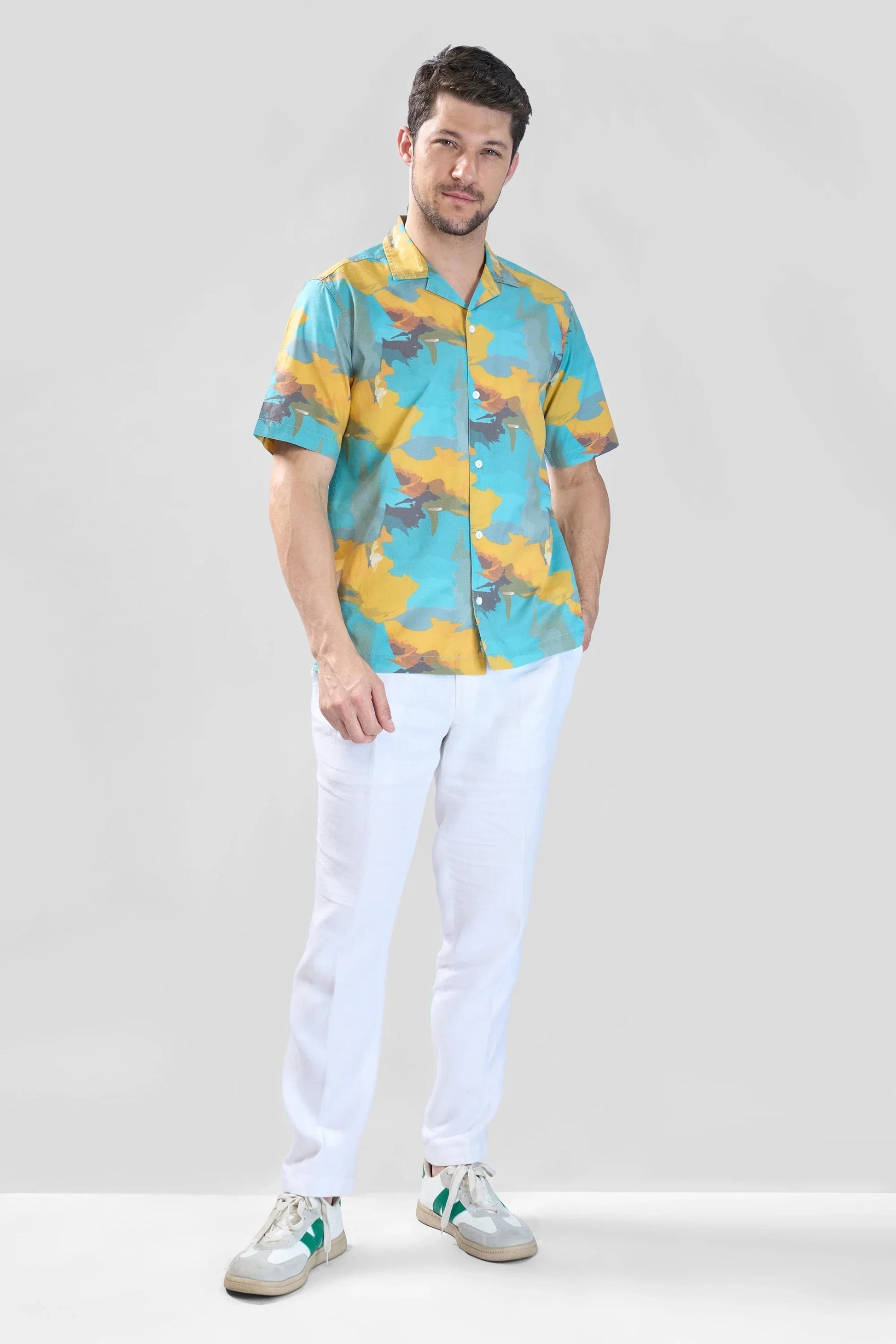 Xkind Teal Blue Abstract Printed Relaxed Fit Shirt  Grab2Buy Xkind Grab2Buy