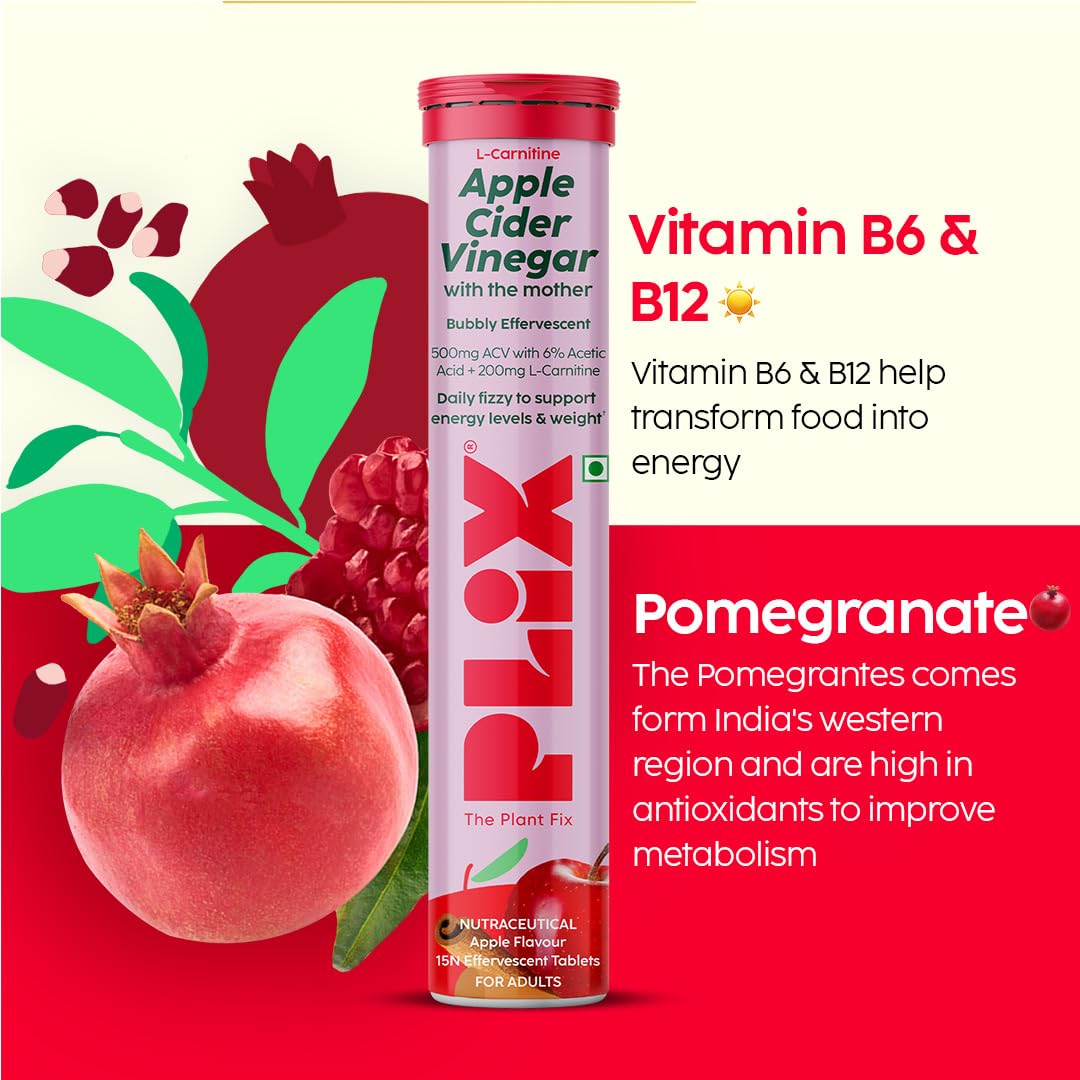 PLIX The Plant Fix L-Carnitine ACV Effervescent Tablets - Apple Burst 