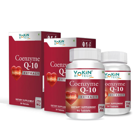 Vokin Biotech Natural Coenzyme Q-10 Extract for Heart Health and Energy Metabolism, 250mg (90+30) Tablets)  Grab2Buy Vokin Biotech Grab2Buy