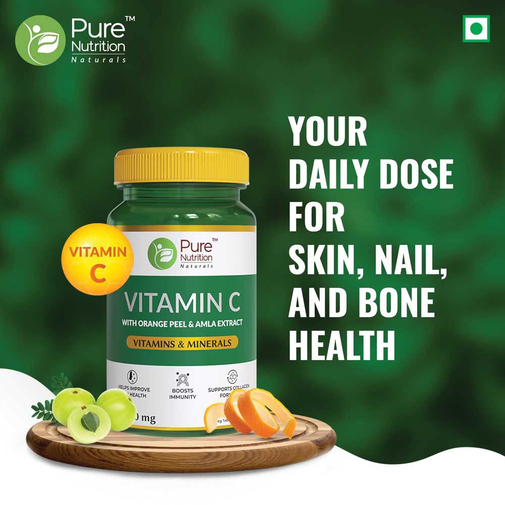 Pure Nutrition Vitamin C with Orange Peel & Amla Extract Veg Tablets 