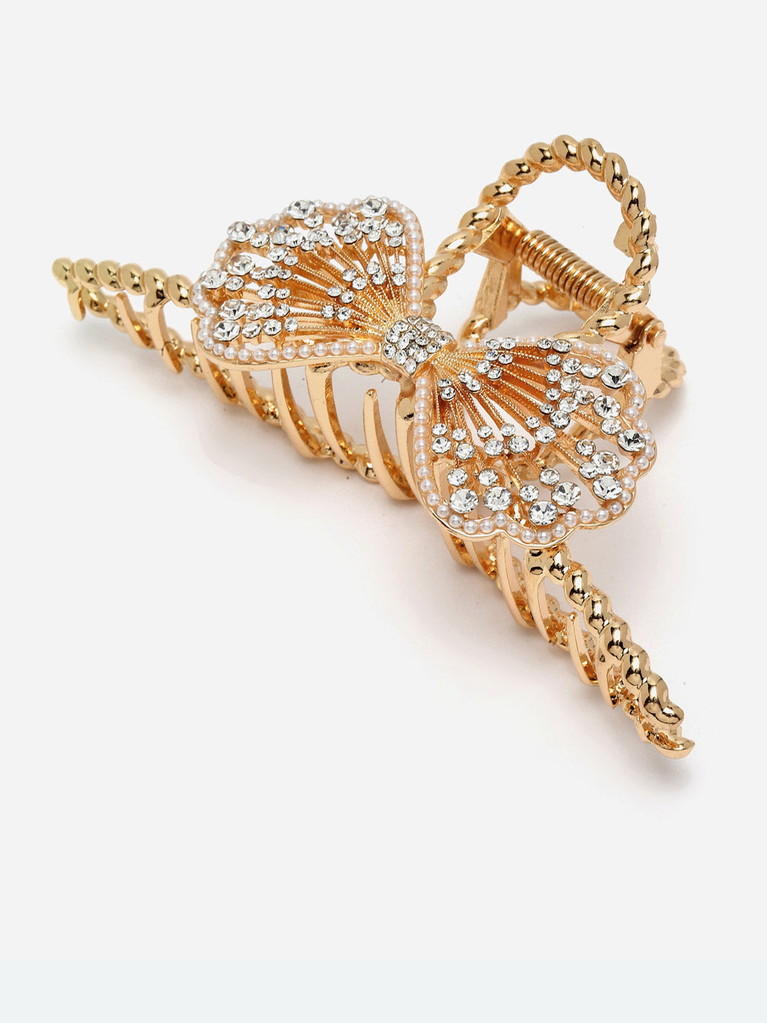 Panash Gold-Toned & White Embellished Claw Clip - Grab2buy