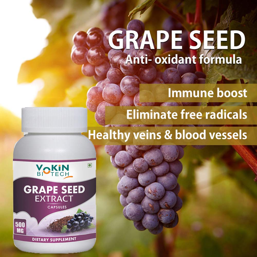 Vokin Biotech Natural Grapes Seed Extract Support Immune System and Antioxidant Supplement 500MG  Grab2Buy Vokin Biotech Grab2Buy
