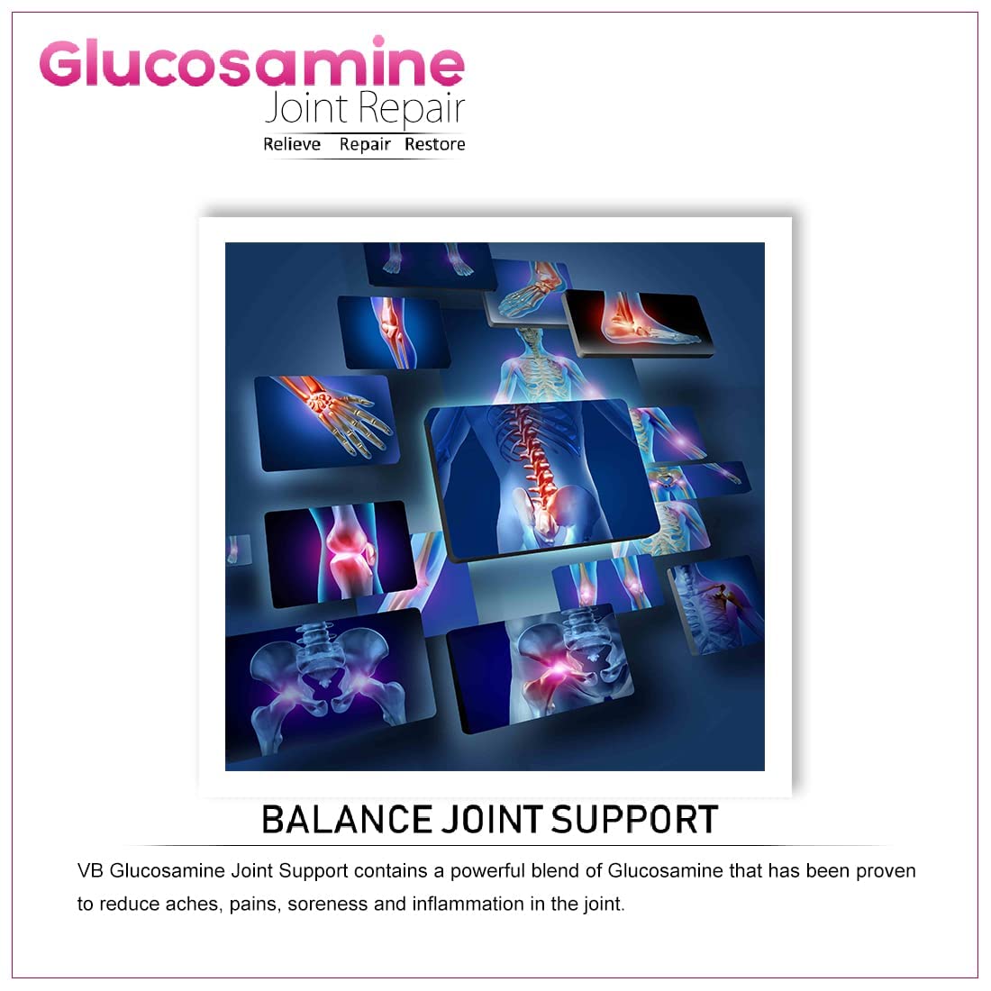 Vokin Biotech Glucosamine 1000mg, MSM 500mg & Chondroitin 500mg Support Joint Pain & Joint Strength (Glucosamine)  Grab2Buy Vokin Biotech Grab2Buy