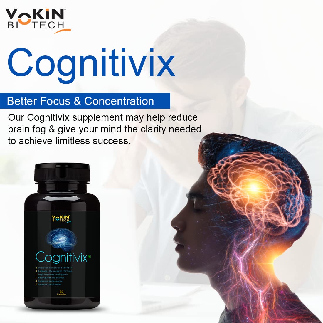 Vokin Biotech Cognitivix -Unique Brain activation Ginkgo Biloba With Ginseng extract Veg capsule  Grab2Buy Vokin Biotech Grab2Buy