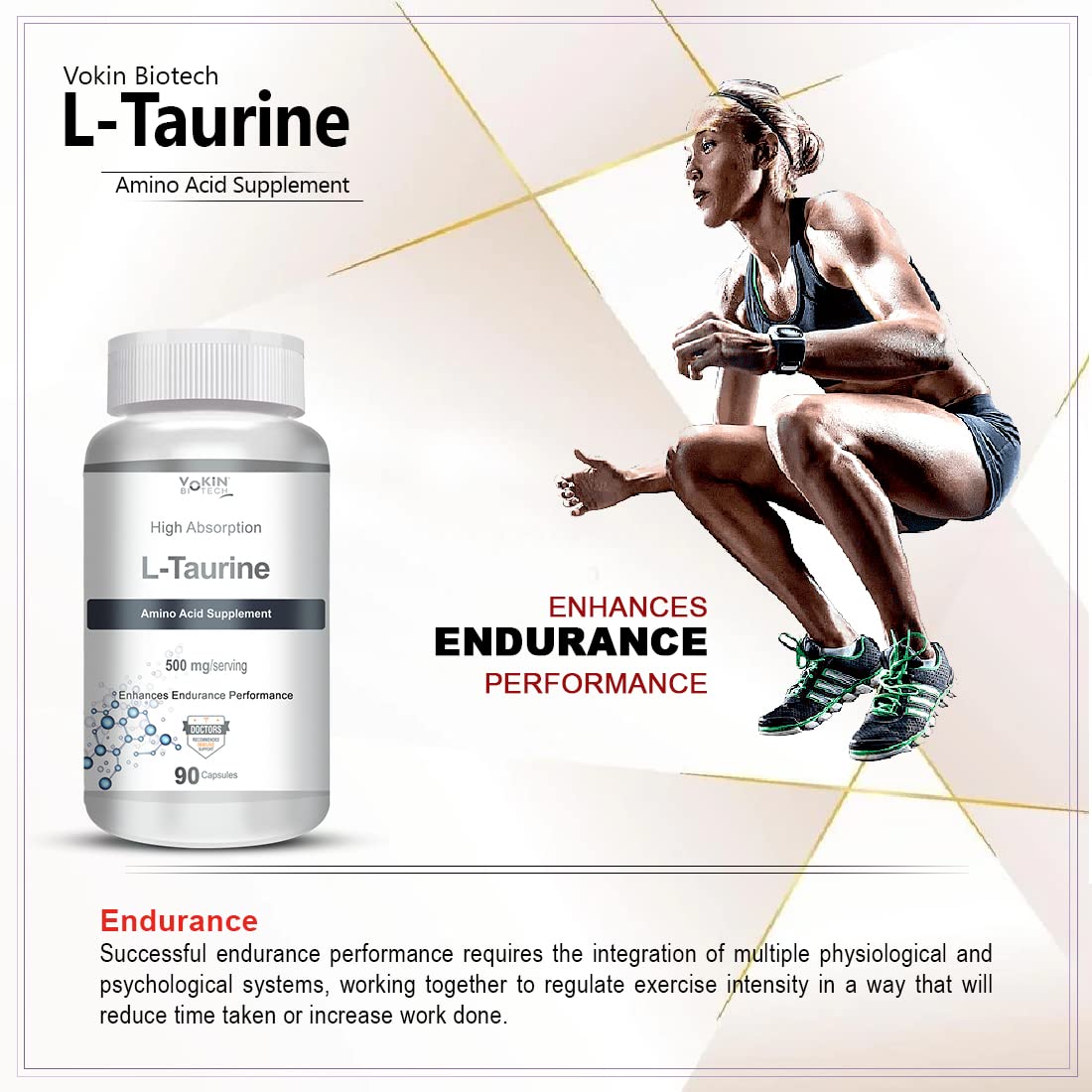 Vokin biotech L-Taurine - Amino Acid Supplement - 500mg  Grab2Buy Vokin Biotech Grab2Buy