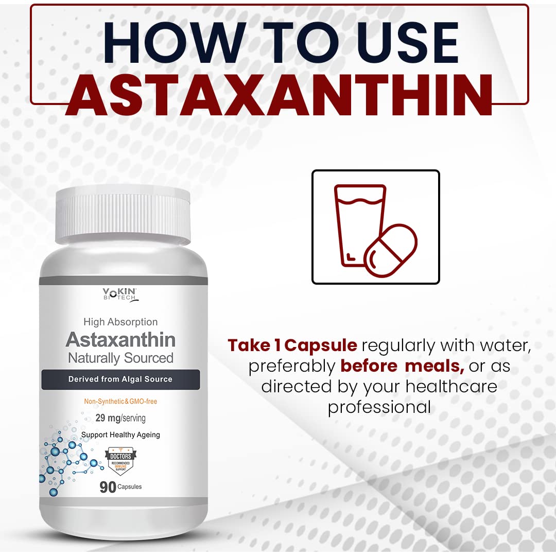 Vokin Biotech Astaxanthin 29mg - Naturally Sourced from Algae - Non-Synthetic - Best or Healthy Ageing  Grab2Buy Vokin Biotech Grab2Buy