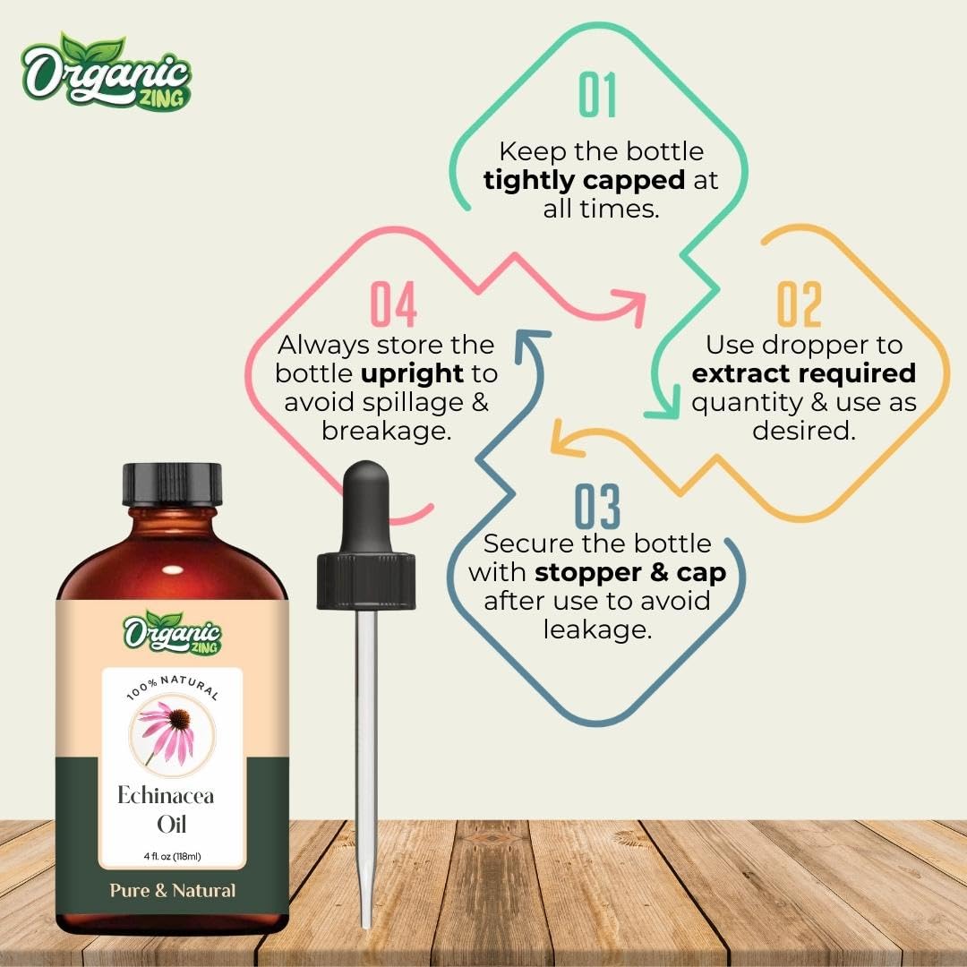 Organic Zing Echinacea (Echinacea angustifolia) Oil | Pure & Natural Carrier Oil for Skincare and Hair Care