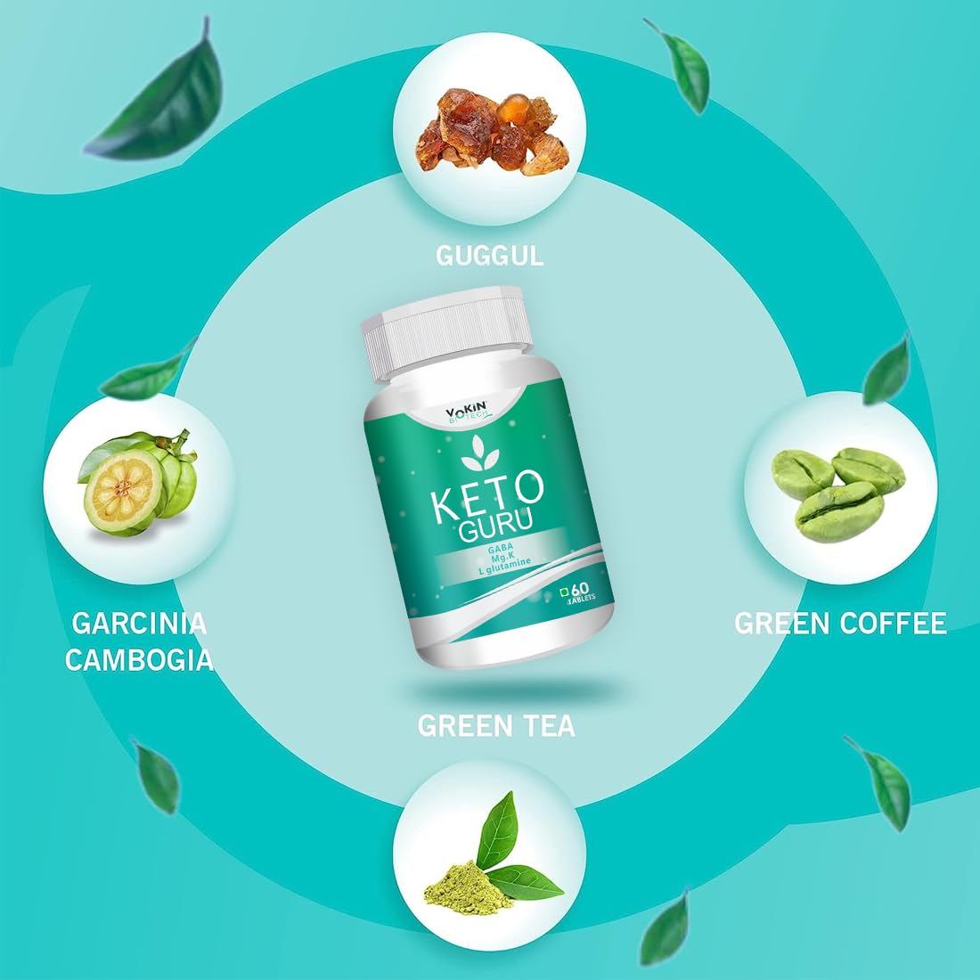 Vokin Biotech Keto Guru 60 Tablets Supplement for Weight Management, Fat Burner, Appetite Suppressant-  Grab2Buy Vokin Biotech Grab2Buy