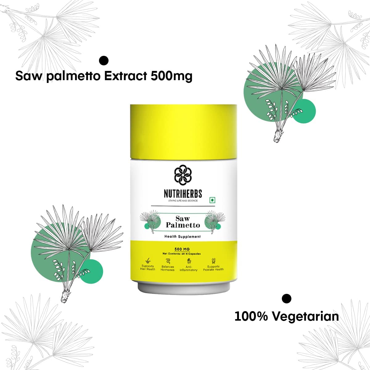 Nutriherbs Saw Palmetto 450mg Capsules - Grab2buy