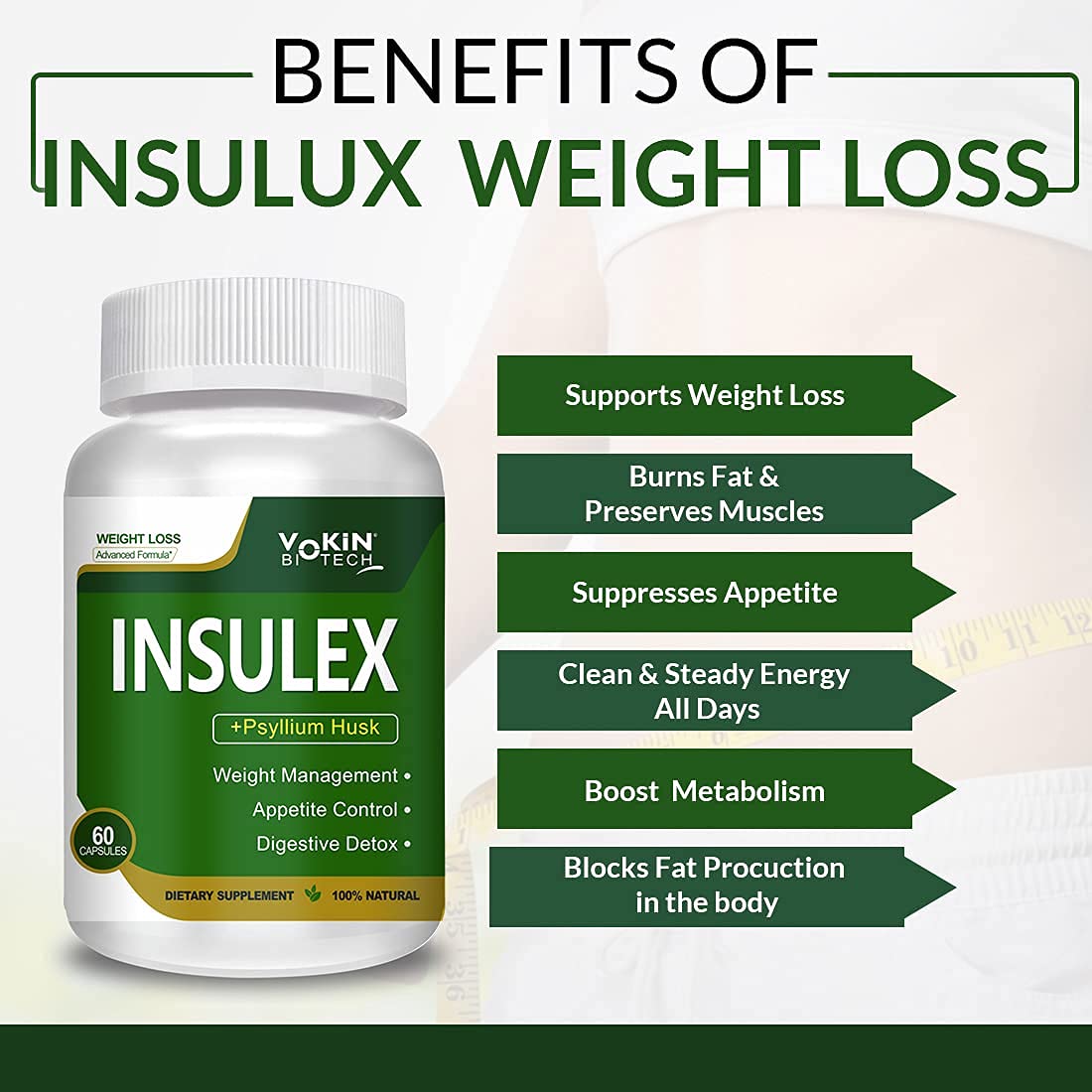 Vokin Biotech Insulex Weight Management | Appetite Control | Digestive Detox  Grab2Buy Vokin Biotech Grab2Buy
