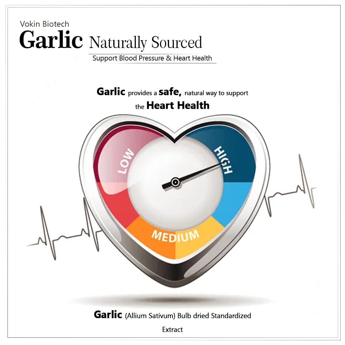 Vokin Biotech Garlic Extract 1:13 Allium Sativum - 500mg, Support Blood Pressure and Heart Health  Grab2Buy Vokin Biotech Grab2Buy