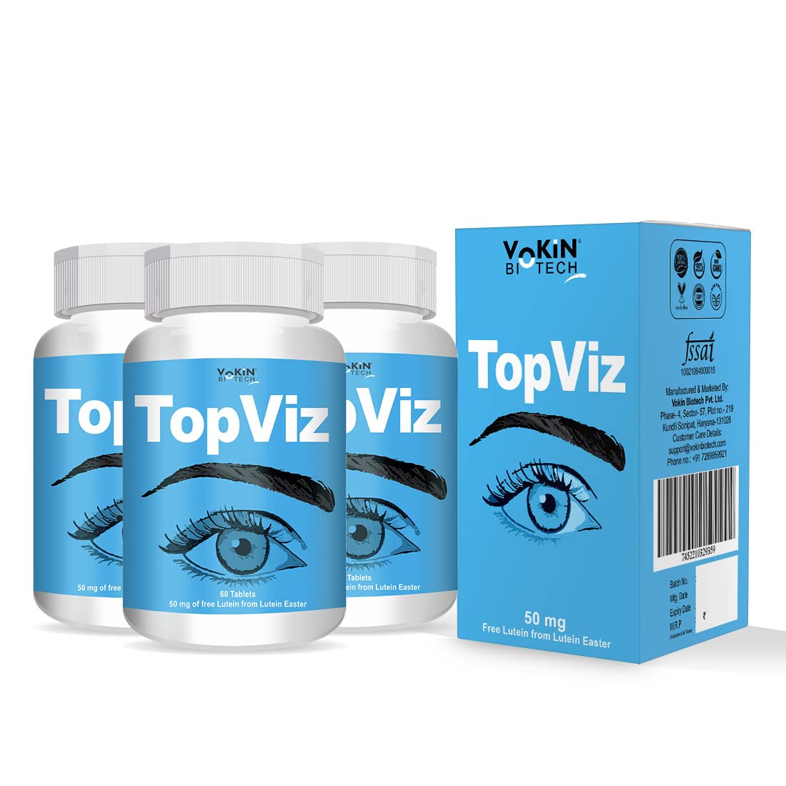 Vokin Biotech Topviz Eye Care Supplement To Improve Vision, Blue Light & Digital Guard (Lutein, Zeaxanthin)  Grab2Buy Vokin Biotech Grab2Buy