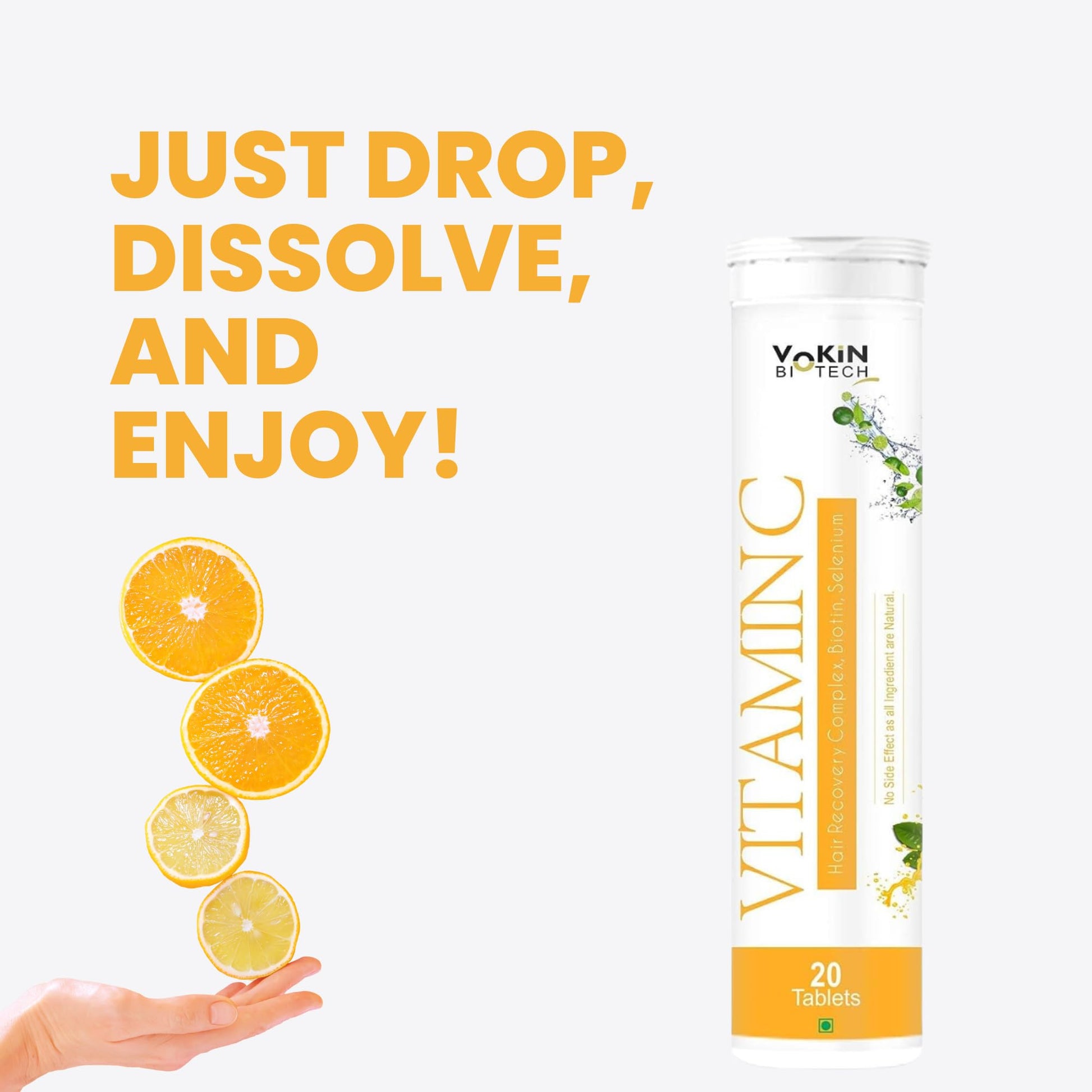 Vokin Biotech Vitamin C 40mg with Amla 1000mg for Immunity - Skin Care - Antioxidants Effervescent Tablets Orange Flavor  Grab2Buy Vokin Biotech Grab2Buy
