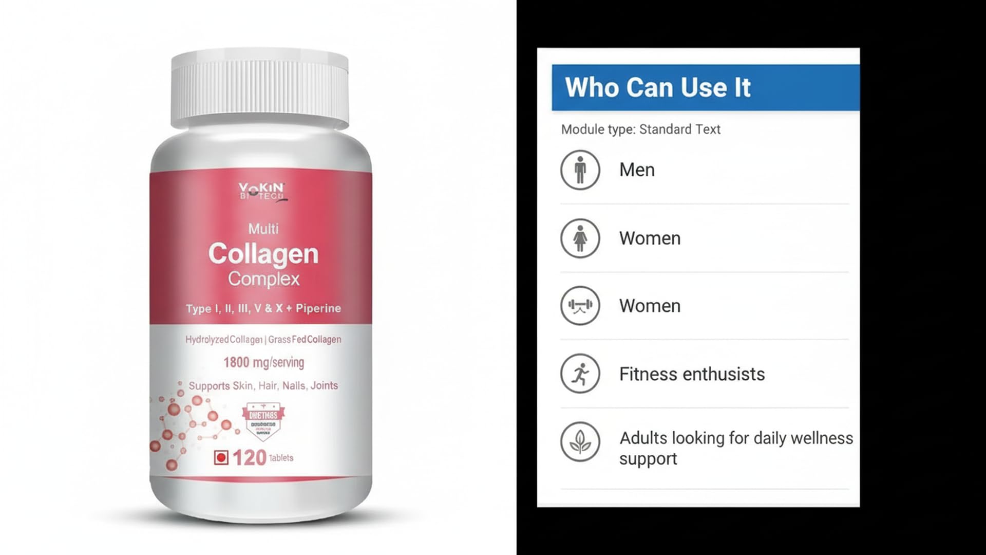Vokin Biotech Multi Collagen Complex Peptide Tablets  Grab2Buy Vokin Biotech Grab2Buy