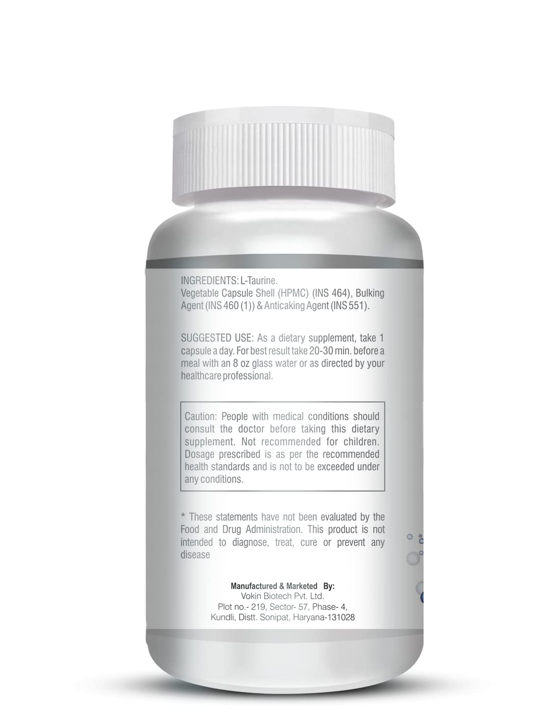Vokin biotech L-Taurine - Amino Acid Supplement - 500mg  Grab2Buy Vokin Biotech Grab2Buy
