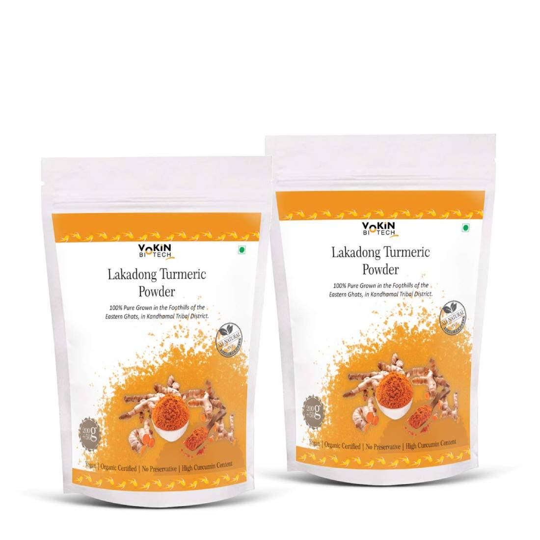 Vokin Biotech Lakadong Turmeric Powder | High Curcumin Content 7-9% Haldi Powder | Immunity Booster  Grab2Buy Vokin Biotech Grab2Buy