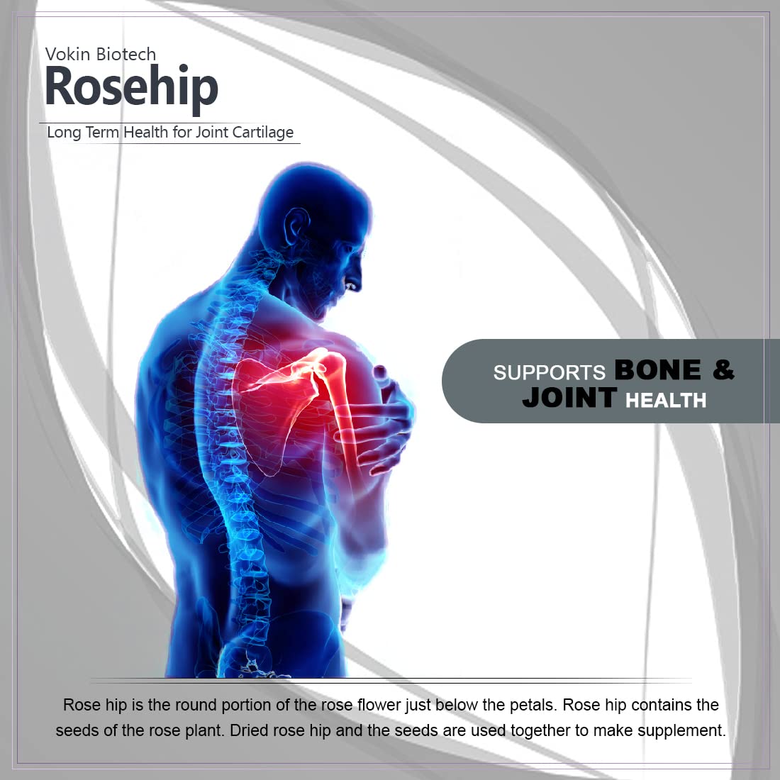 Vokin Biotech Rosehip Extract, Support Bone & Joint Health, Capsules (500mg)  Grab2Buy Vokin Biotech Grab2Buy