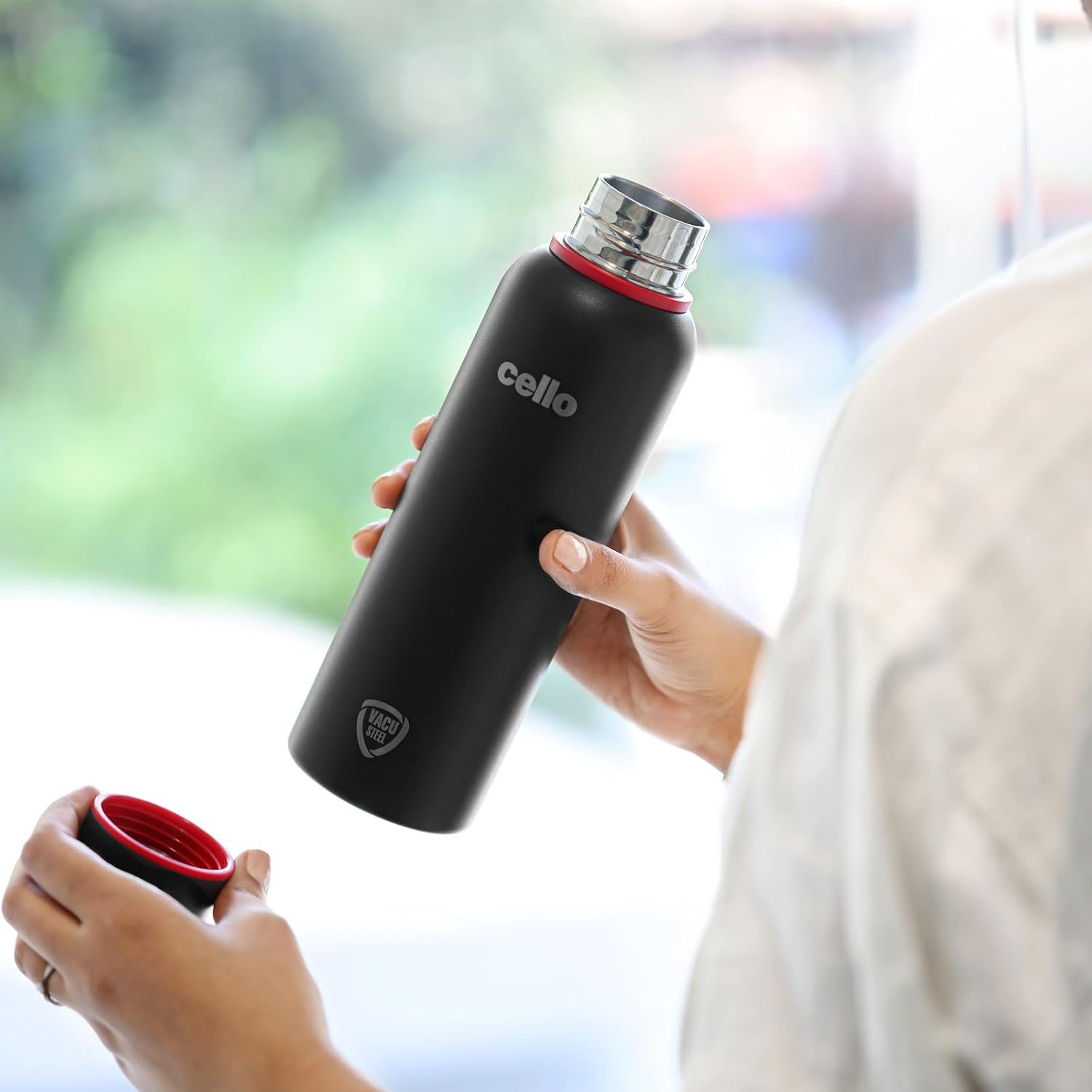 CELLO Duro Kent Insulated Stainless Steel Flask Water Bottle for Daily Use 750 ml, Black