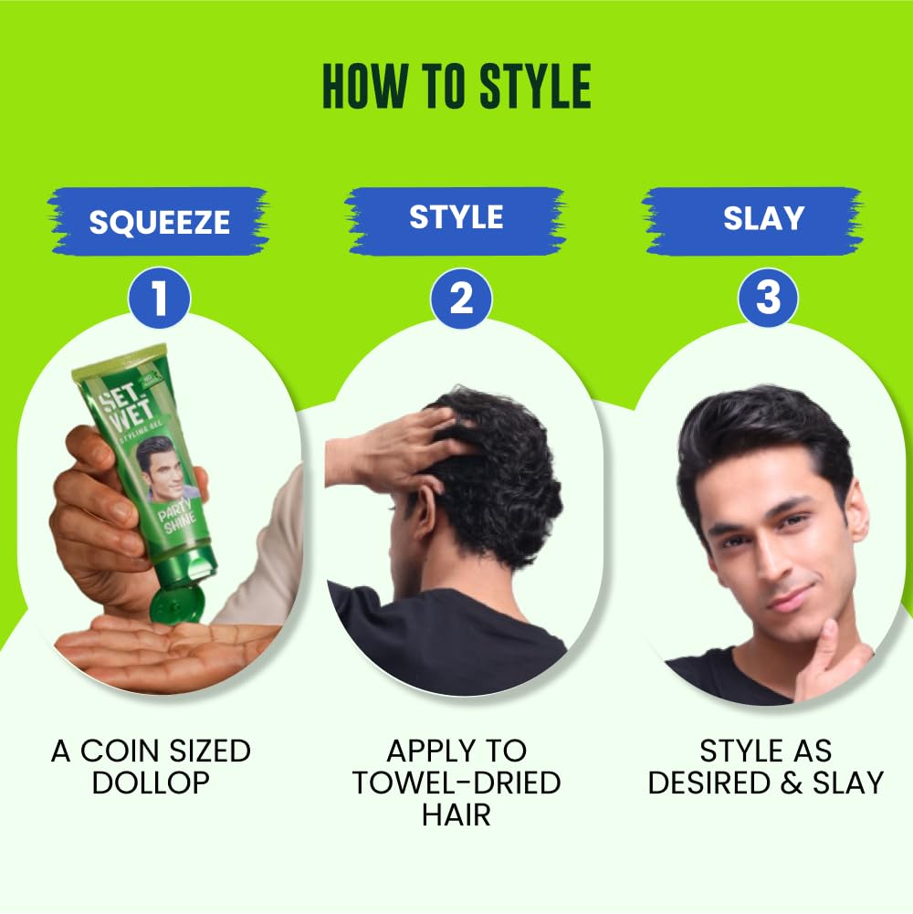 Set Wet Hair Gel for Men Vertical Hold Strong Hold High Shine 