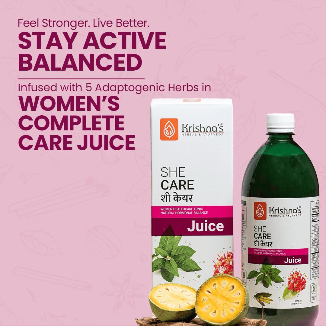 KRISHNA'S HERBAL & AYURVEDA She Care Juice - 1000 ml Each - Super Saver Pack, Herbal Supplement for Hormonal Balance, PCOS, PCOD, Period Pain Relief, Hair and Skin Health | Women Wellness Juice 