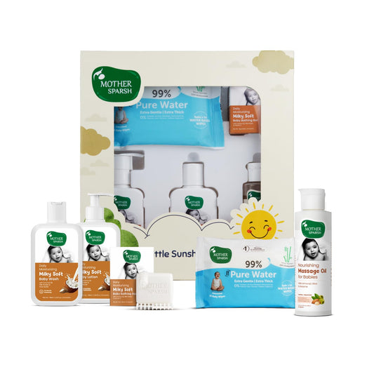 Mother Sparsh Gift Set for Babies, Combo of 5 Baby Skin Care Essentials (Sunshine Box) 
