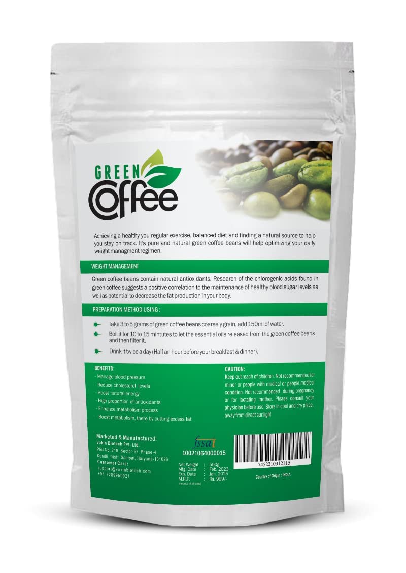 Vokin Biotech Organic Green Coffee Beans Unroasted Arabica Coffee Supports Weight Loss Management  Grab2Buy Vokin Biotech Grab2Buy