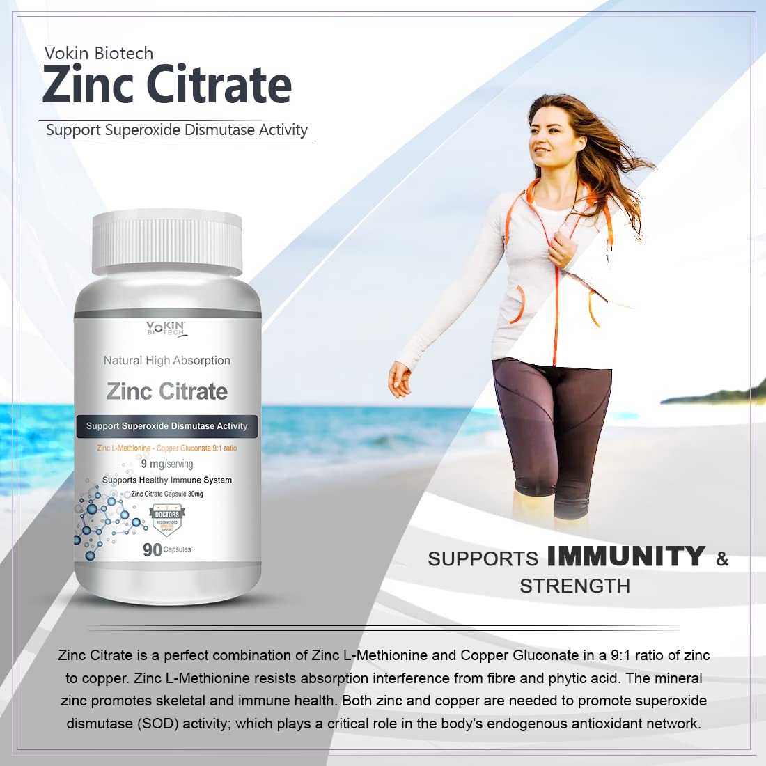Vokin Biotech Zinc Citrate Supports Healthy Immune system Capsules  Grab2Buy Vokin Biotech Grab2Buy