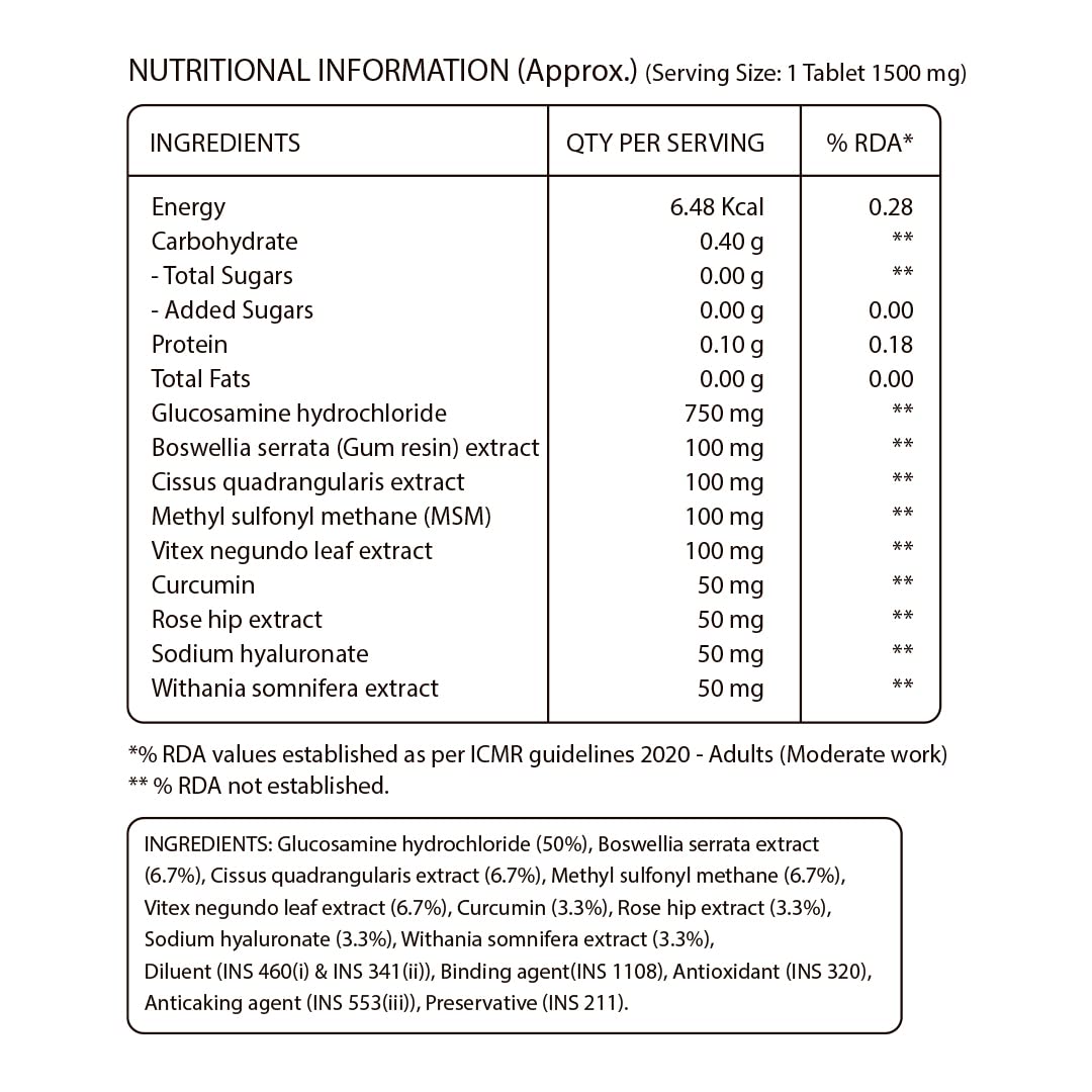 Pure Nutrition Vegan Glucosamine with MSM Veg Tablets 