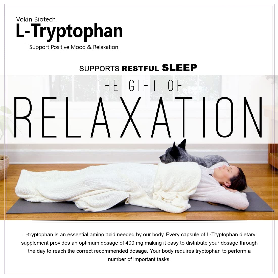 Vokin biotech L-Tryptophan – Support Positive Mood & Relaxation- 400mg  Grab2Buy Vokin Biotech Grab2Buy