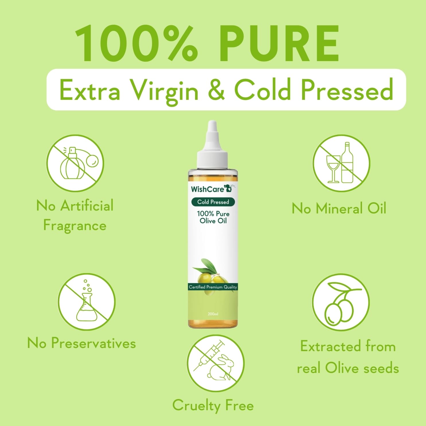 WishCare 100% Pure Premium Cold Pressed Olive Oil  Grab2Buy Wishcare Grab2Buy