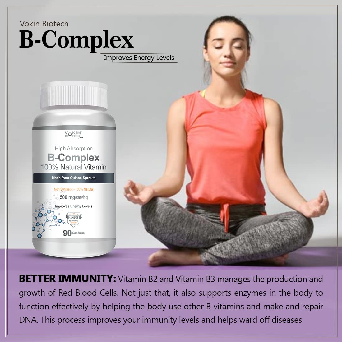 Vokin Biotech 100% Natural Vitamin B-Complex Capsules  Grab2Buy Vokin Biotech Grab2Buy