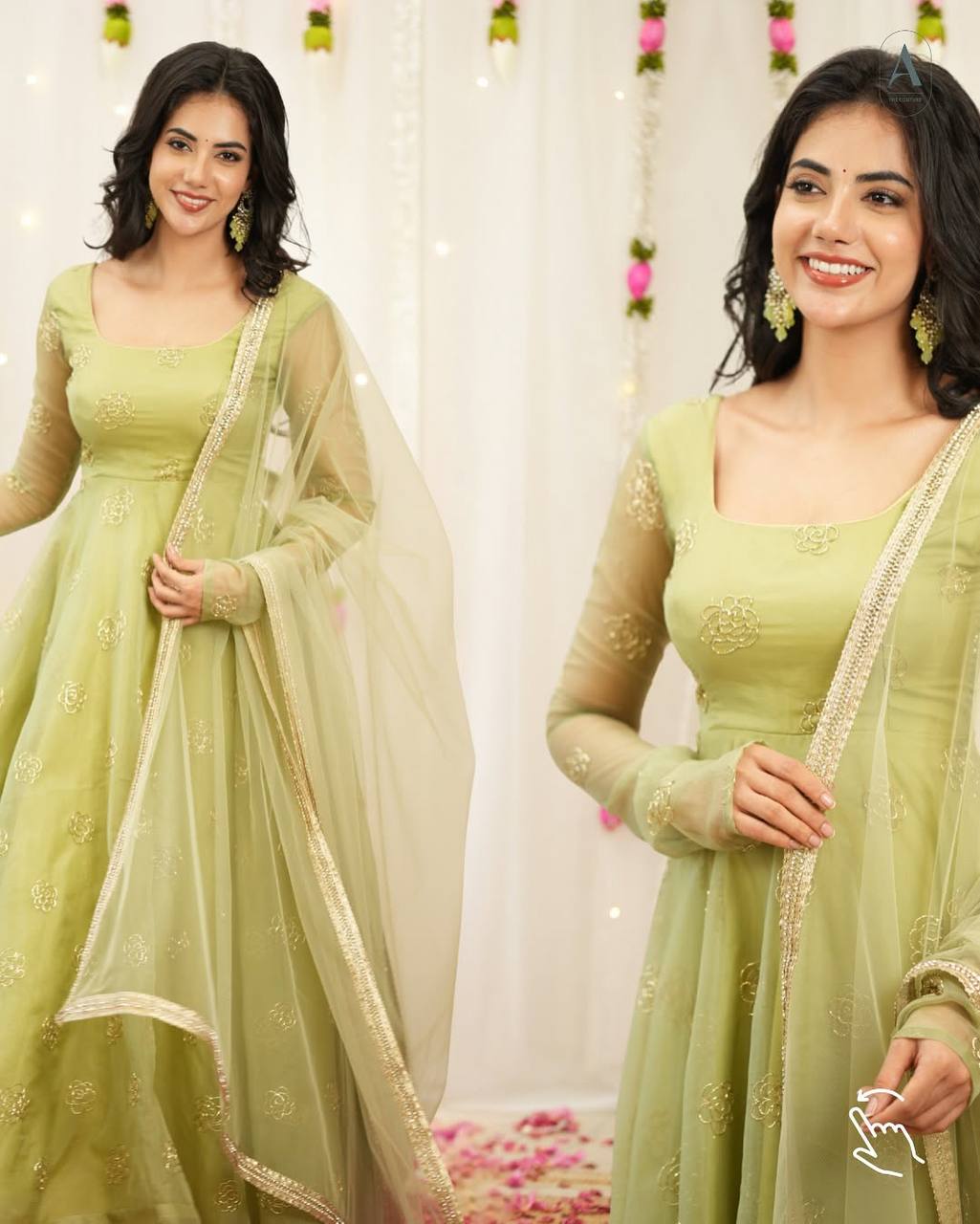 Yash Enterprise Light Green Soft Organza Party Wear Embroidery Suit Set  Grab2Buy Yash Enterprise Grab2Buy