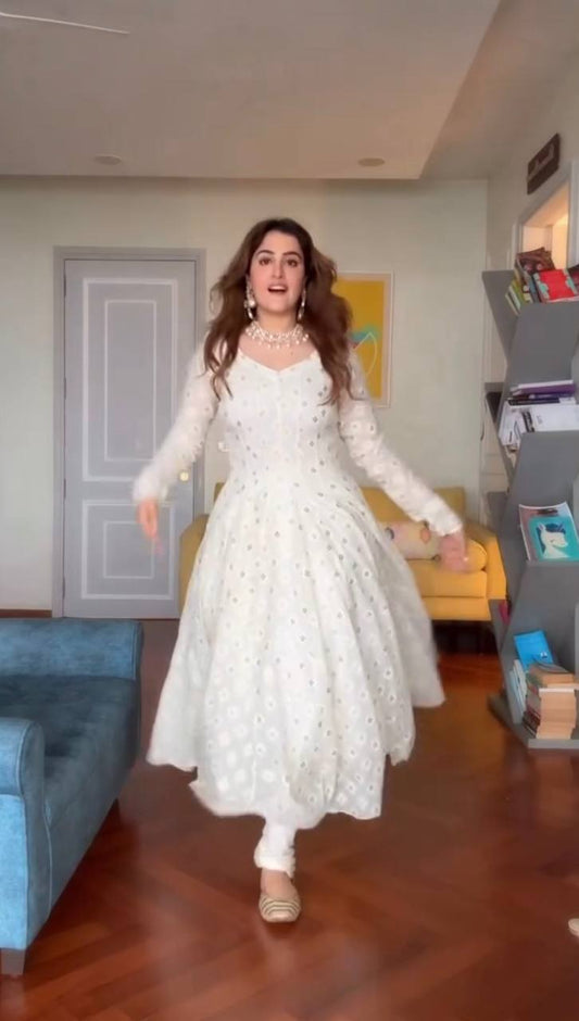 Yash Enterprise Off White Faux Blooming Party Wear Embroidery Suit Set  Grab2Buy Yash Enterprise Grab2Buy