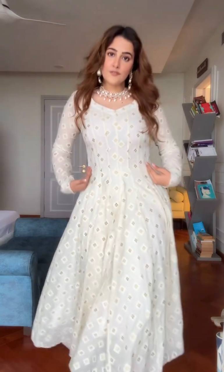 Yash Enterprise Off White Faux Blooming Party Wear Embroidery Suit Set  Grab2Buy Yash Enterprise Grab2Buy