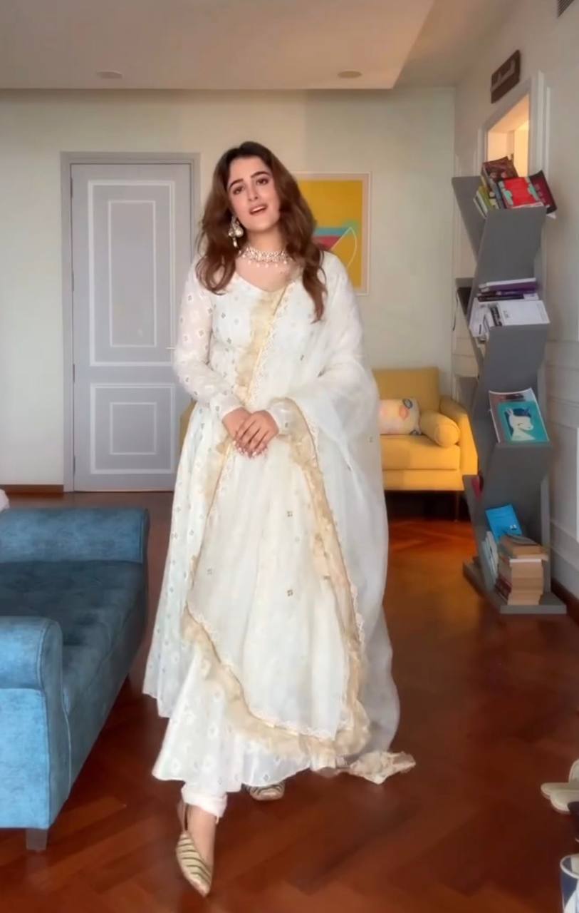 Yash Enterprise Off White Faux Blooming Party Wear Embroidery Suit Set  Grab2Buy Yash Enterprise Grab2Buy