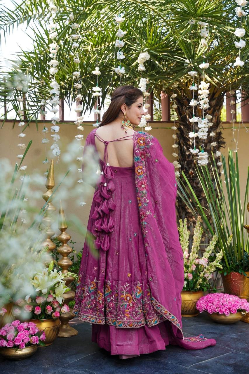 Yash Enterprise Dusty Rose Crunchy Silk Party Wear Embroidery Suit Set  Grab2Buy Yash Enterprise Grab2Buy