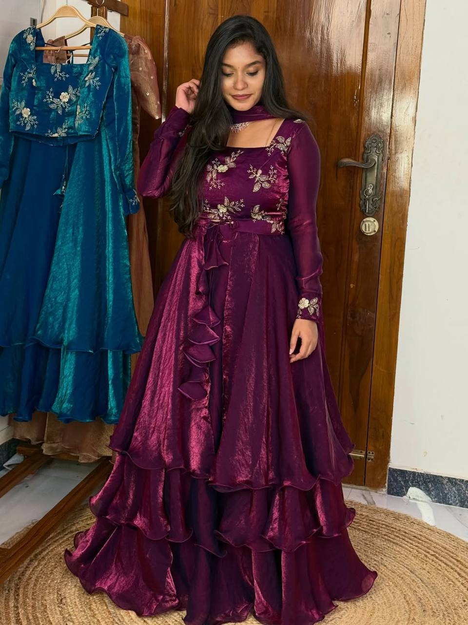 Yash Enterprise Wine Fandy Silk Party Wear Embroidery Suit Set  Grab2Buy Yash Enterprise Grab2Buy
