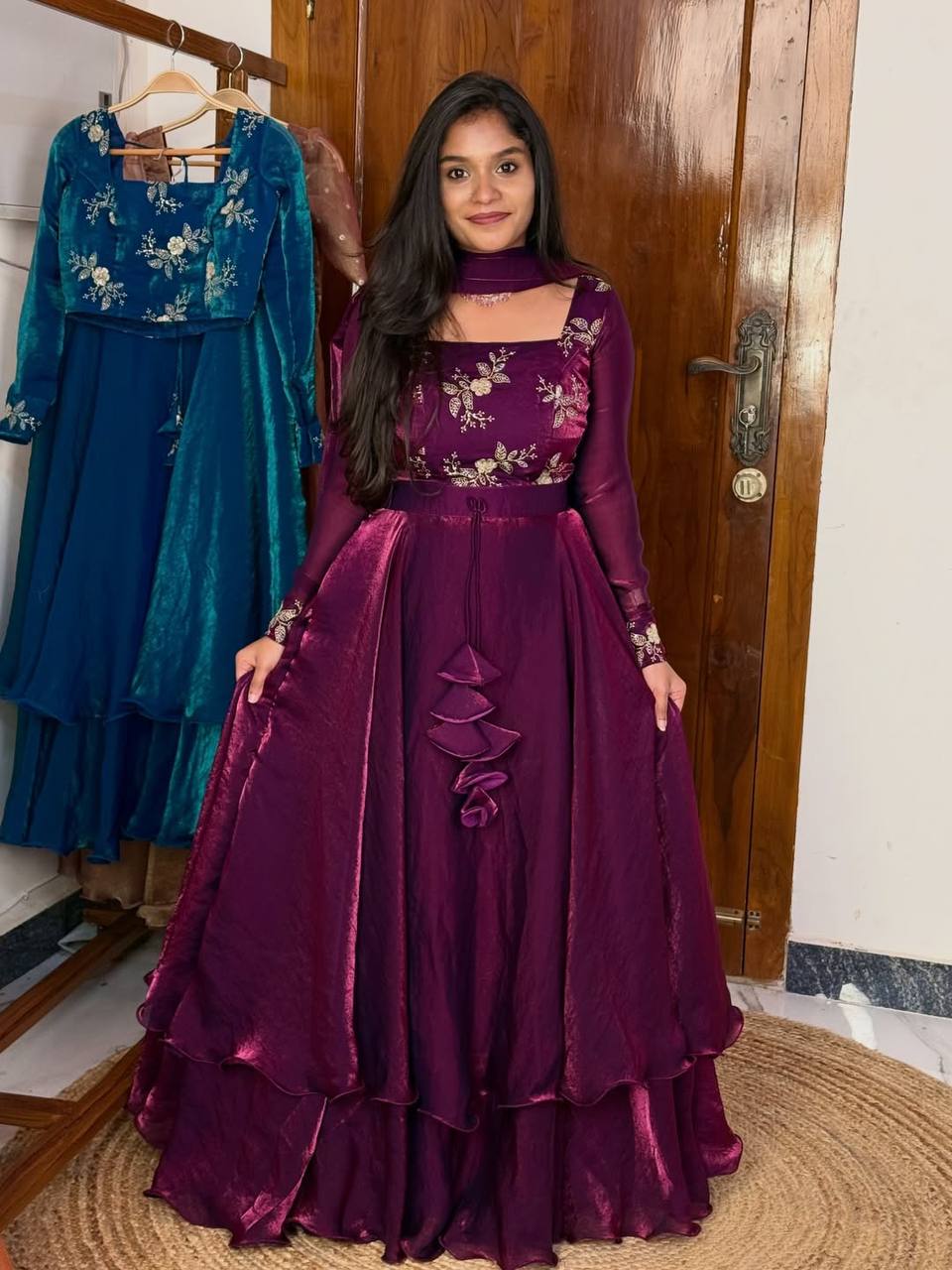 Yash Enterprise Wine Fandy Silk Party Wear Embroidery Suit Set  Grab2Buy Yash Enterprise Grab2Buy